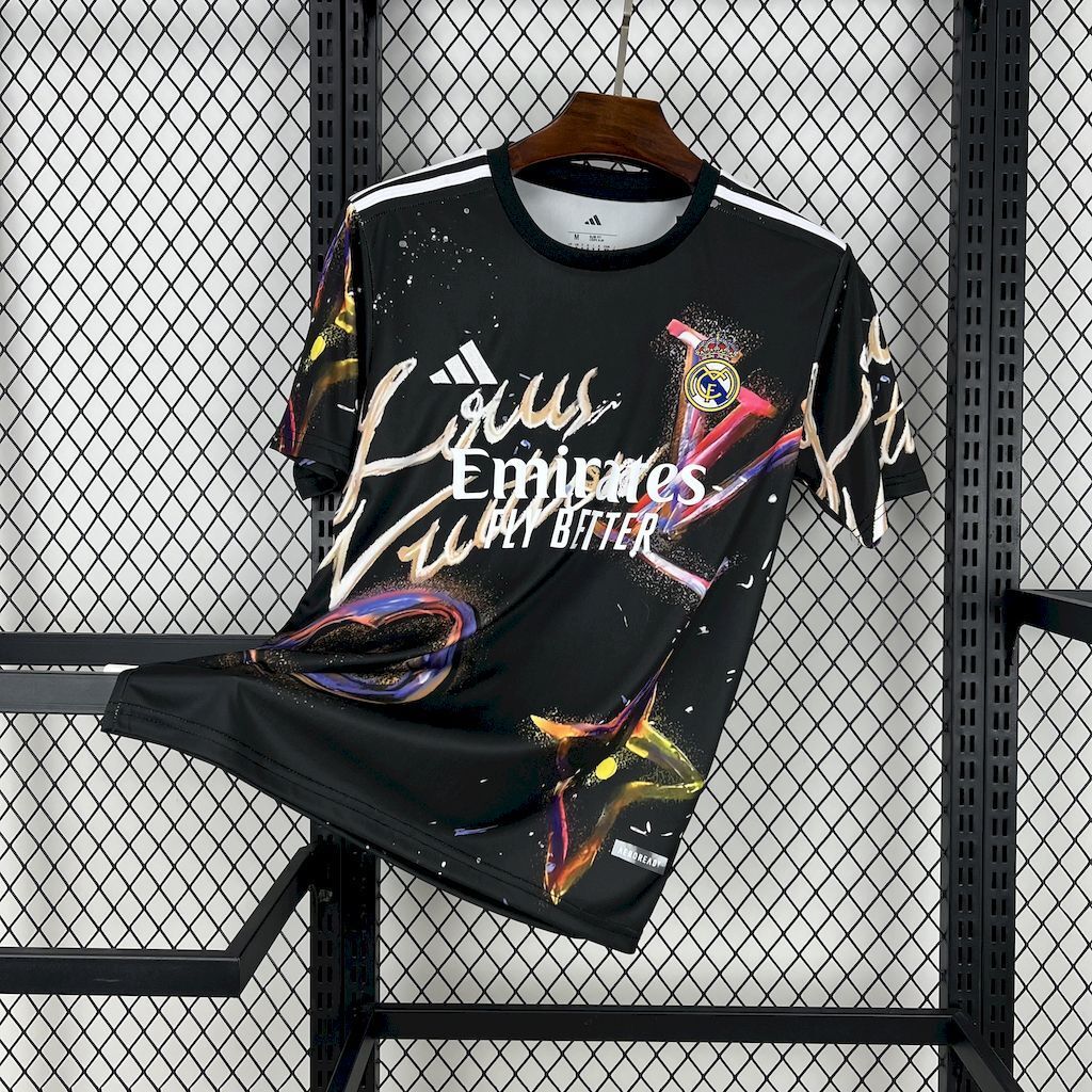 Real Madrid 202526 Louis Vuitton Joint Edition Black Colorful Version Jersey