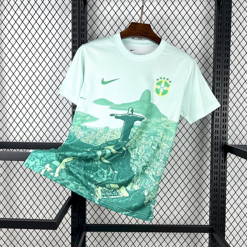 Brazil 202526 Green and White Jersey