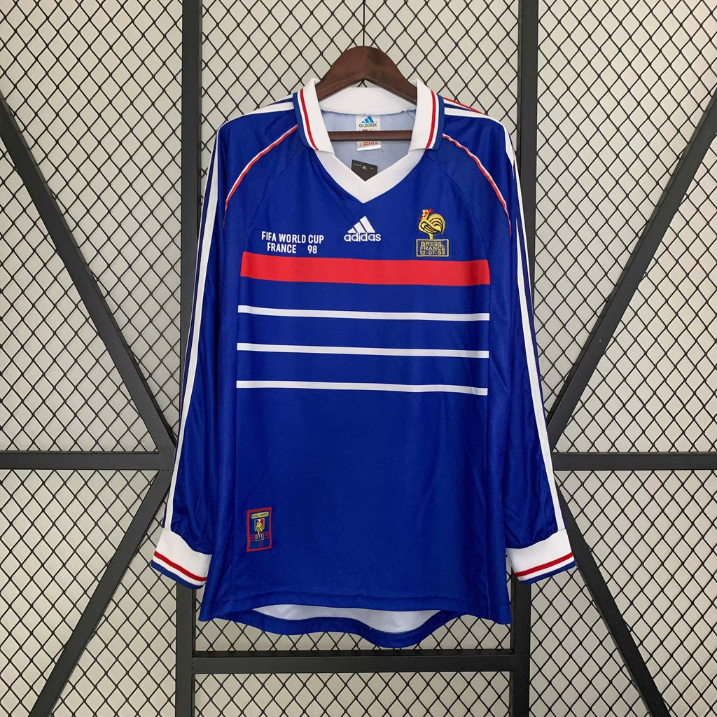 France 1998 World Cup Home Long Sleeves Retro Jersey - Fronte