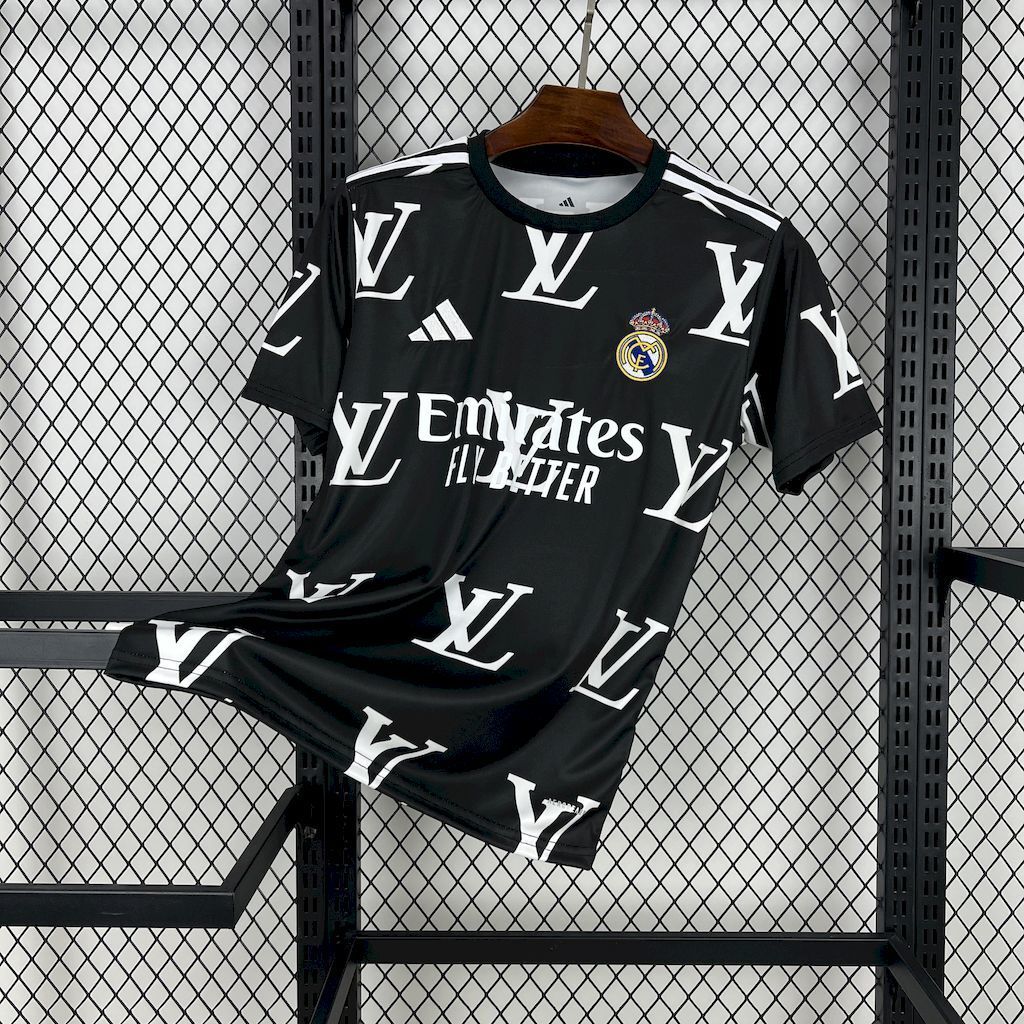 Real Madrid 202526 Louis Vuitton Joint Edition Black Jersey