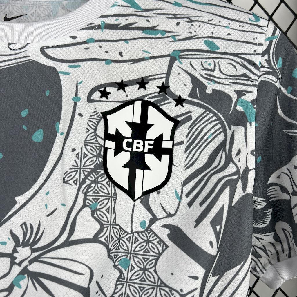 Brazil 202526 White Parrot Edition Jersey