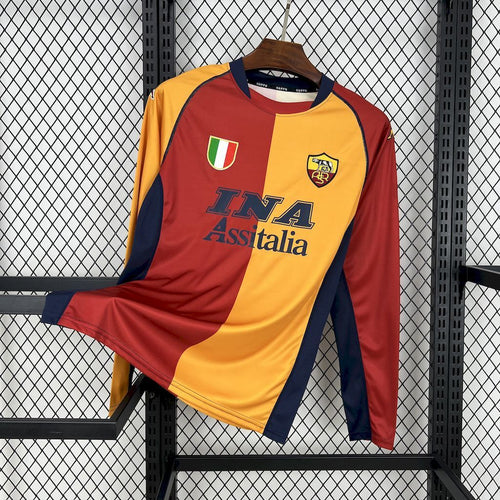 AS Roma 200102 Home Long Sleeve Retro Jersey - Fronte