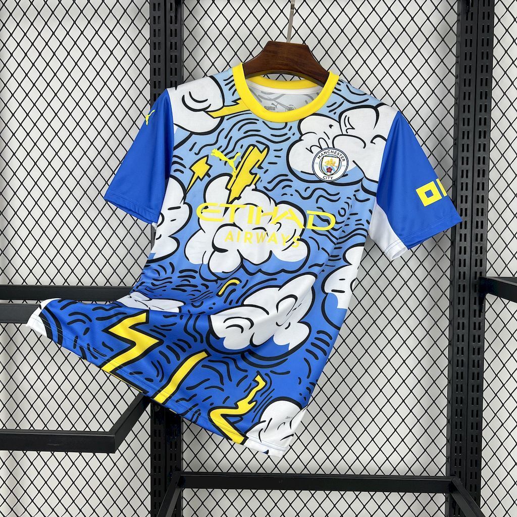 Manchester City 202526 Concept Version Blue and White Jersey