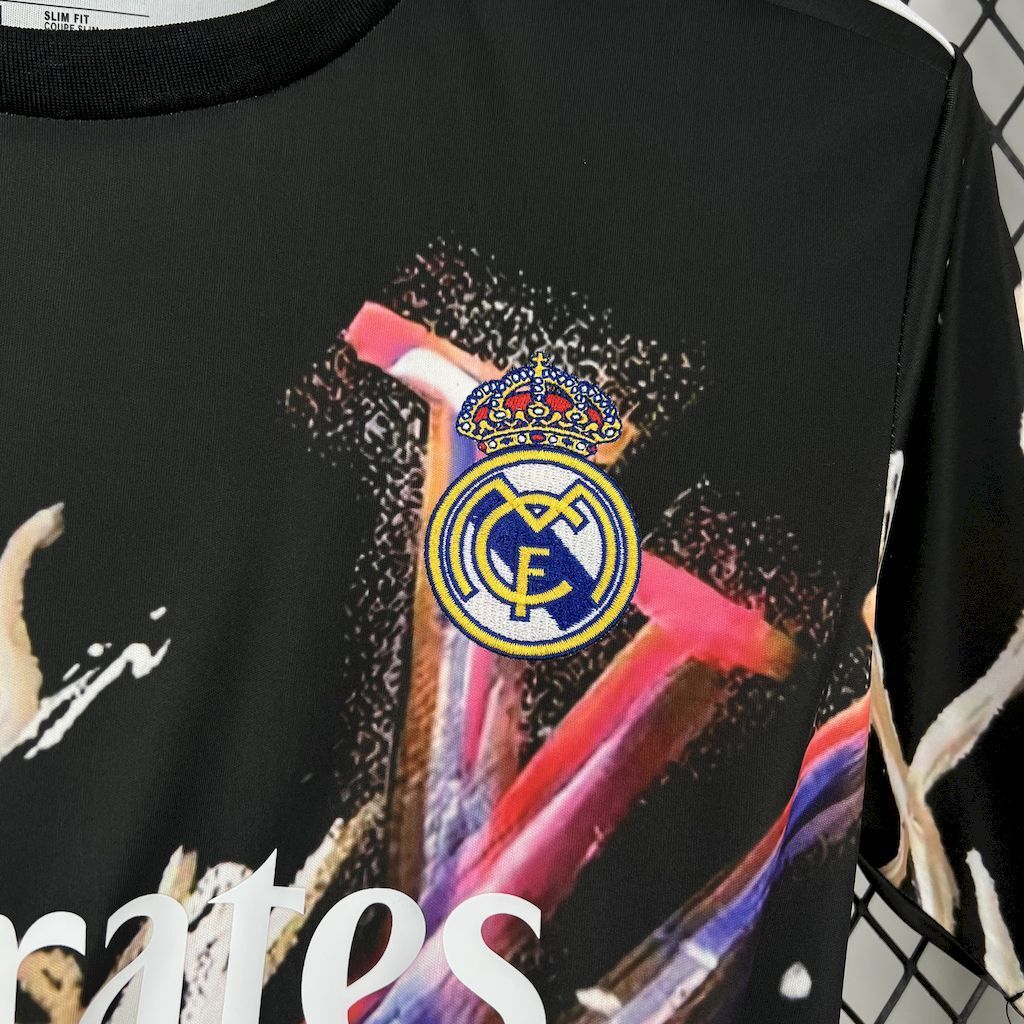 Real Madrid 202526 Louis Vuitton Joint Edition Black Colorful Version Jersey