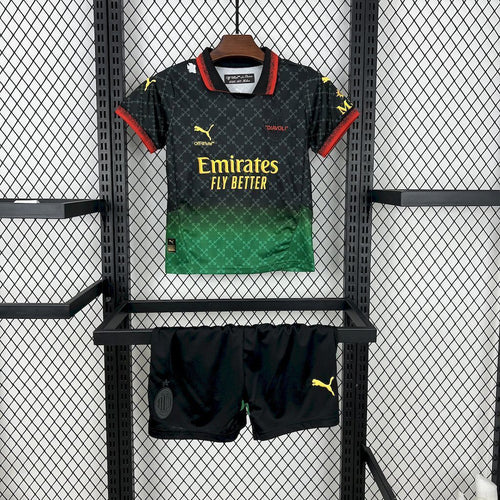 AC Milan 202526 Co-Branded Black Edition Kids Kit - Fronte