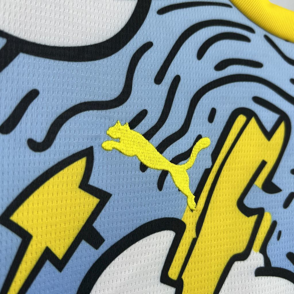 Manchester City 202526 Concept Version Blue and White Jersey