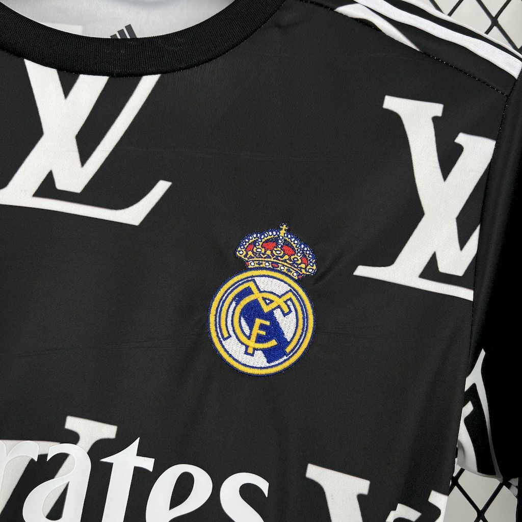 Real Madrid 202526 Louis Vuitton Joint Edition Black Jersey